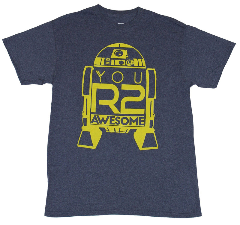 Star Wars Mens T-Shirt -  R2-D2 Line Drawing You R2 Awesome Yellow Print Image