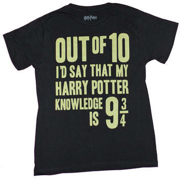 Harry Potter Mens T-Shirt - Out of 10 My Knowledge is 9 3/4