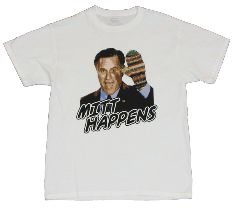 Mitt Romney Mens T-Shirt  - Mitt Happens Romney With Mitten Image - Inmyparentsbasement.com