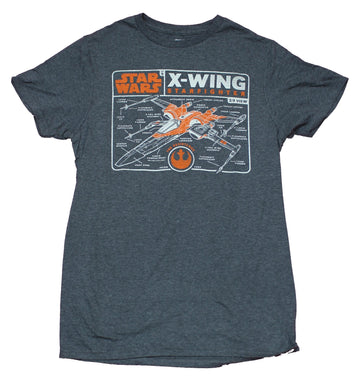 Star Wars Mens T-Shirt - X-Wing Orange Schematics Box