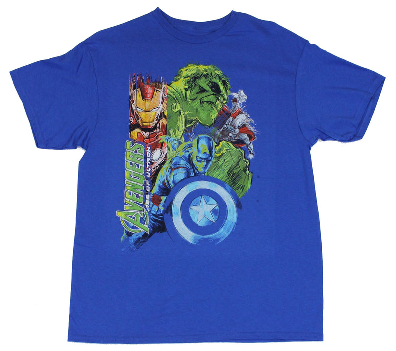 The Avengers (Marvel Comics) Mens T-Shirt - Chalk Style Age of Ultron Big 4 Pic
