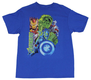 The Avengers (Marvel Comics) Mens T-Shirt - Chalk Style Age of Ultron Big 4 Pic