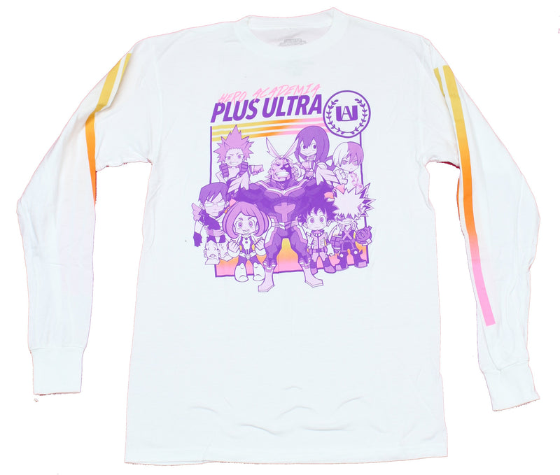 My Hero Academia  Mens Long Sleeve  T-Shirt -  Purple Styled Chibi Group Image