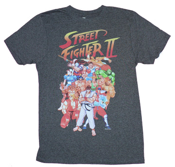 Street Fighter II Mens T-Shirt - Massive Character Cast Under Logo