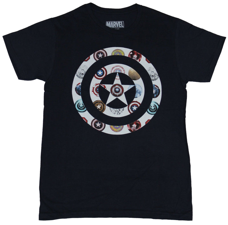Captain America (Marvel Comics) Mens T-Shirt  - White Cap Logo Filled With Log - Inmyparentsbasement.com
