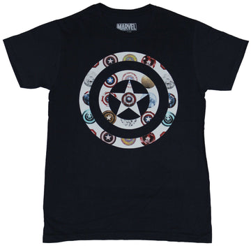 Captain America (Marvel Comics) Mens T-Shirt  - White Cap Logo Filled With Log