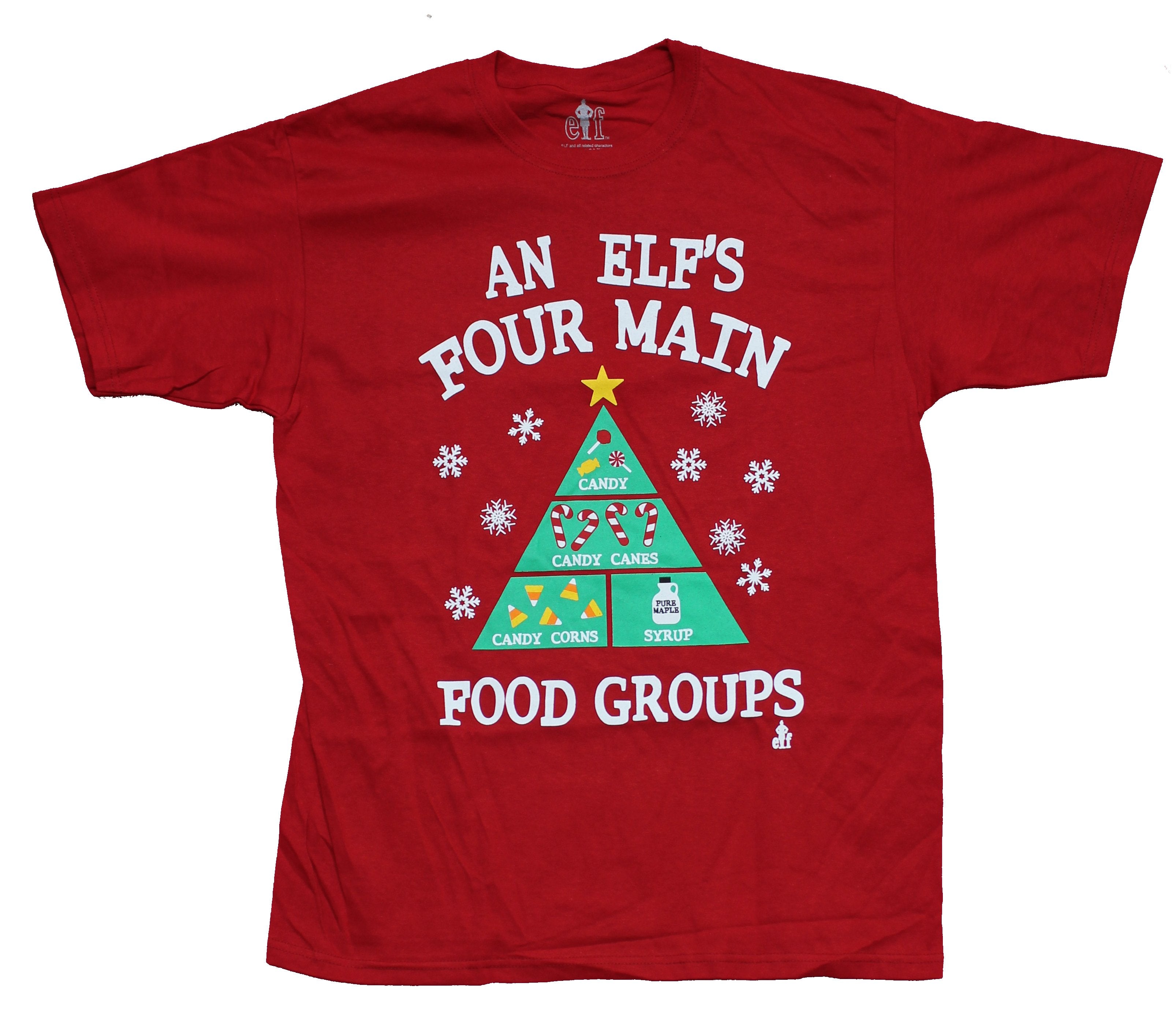 Elf Mens T-Shirt - An Elf's Four Main Food Groups
