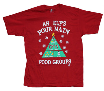 Elf Mens T-Shirt - An Elf's Four Main Food Groups