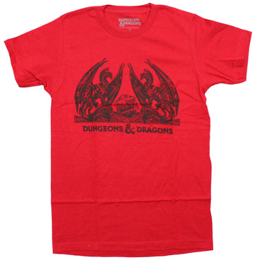 Dungeons & Dragons Mens T-Shirt -  Dragons on Either Side of D20