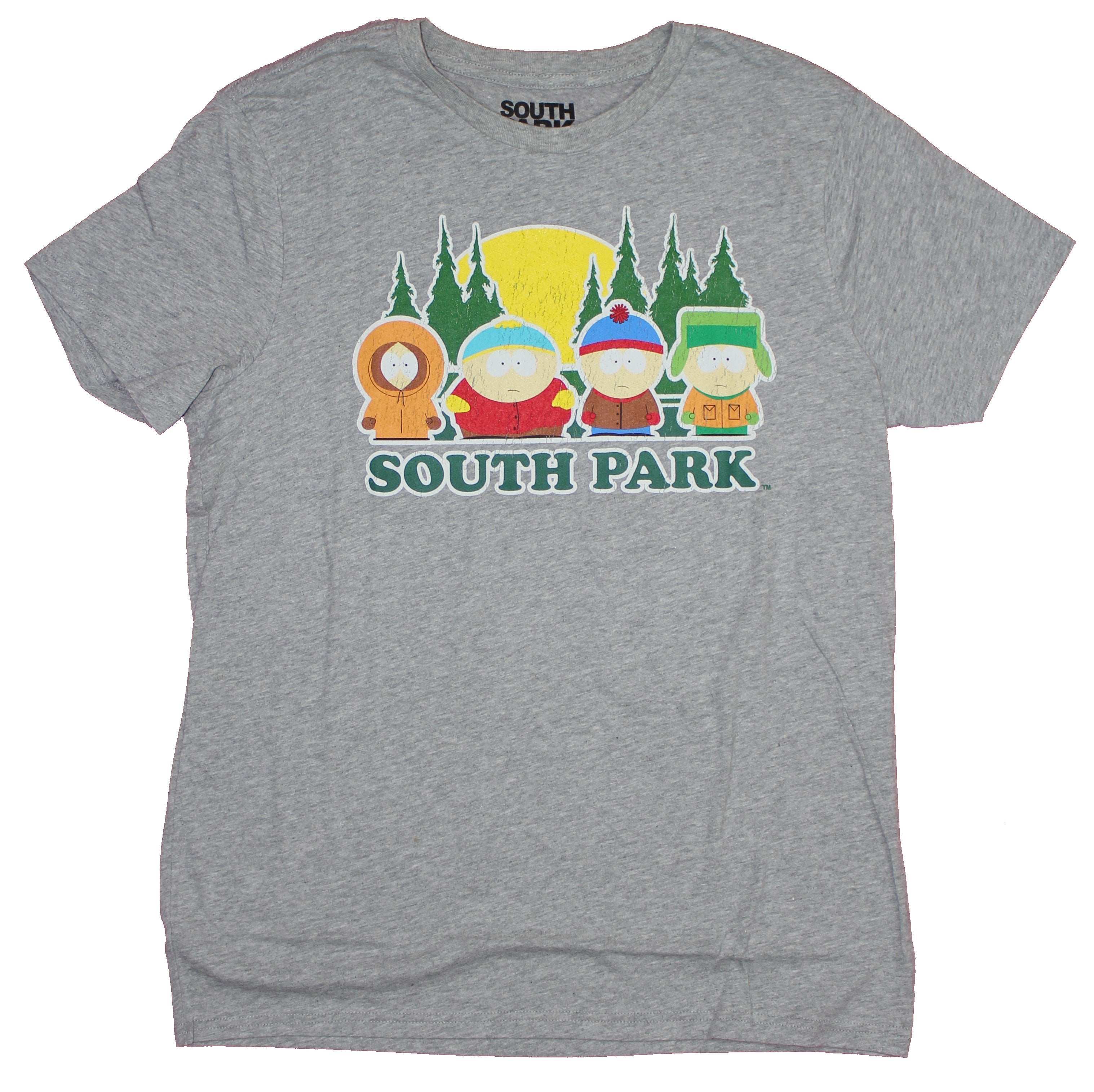 South Park Mens T-Shirt  - Distressed Sunset Standing Group