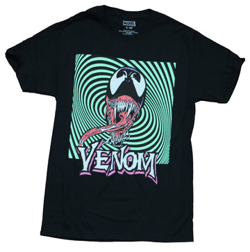 Venom Marvel Comics Mens T-Shirt - Crazy Tongue Face Green Hypnotic
