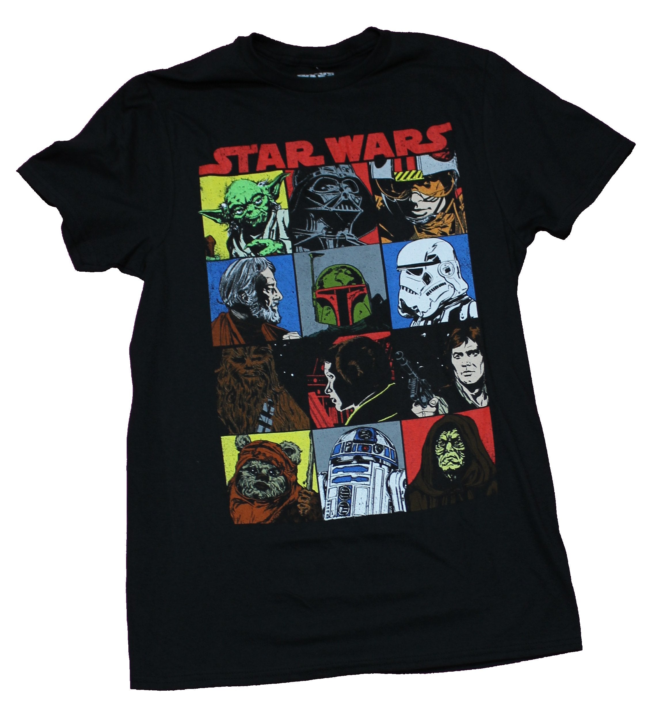 Star Wars Mens T Shirt Comic Style Original Trilogy Character Boxes