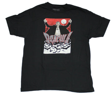 Dracula Mens T-Shirt - Red Box Universal Monster Bats Image