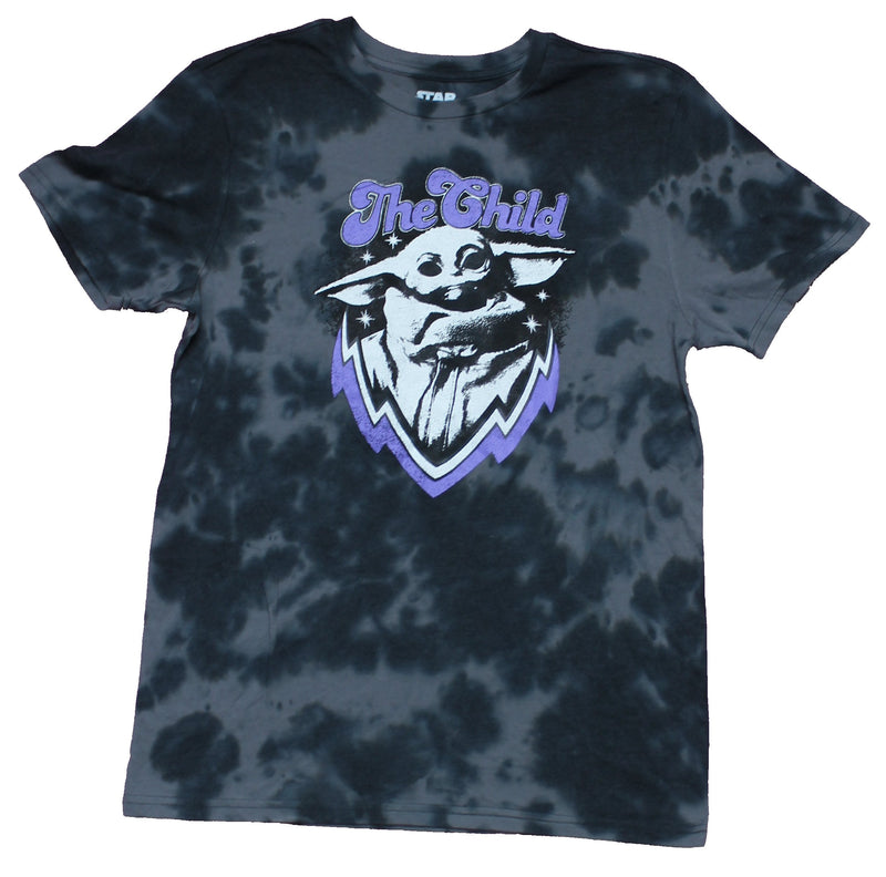 Star Wars The Mandalorian Mens T-Shirt - The Child Grogu Under Purple Words