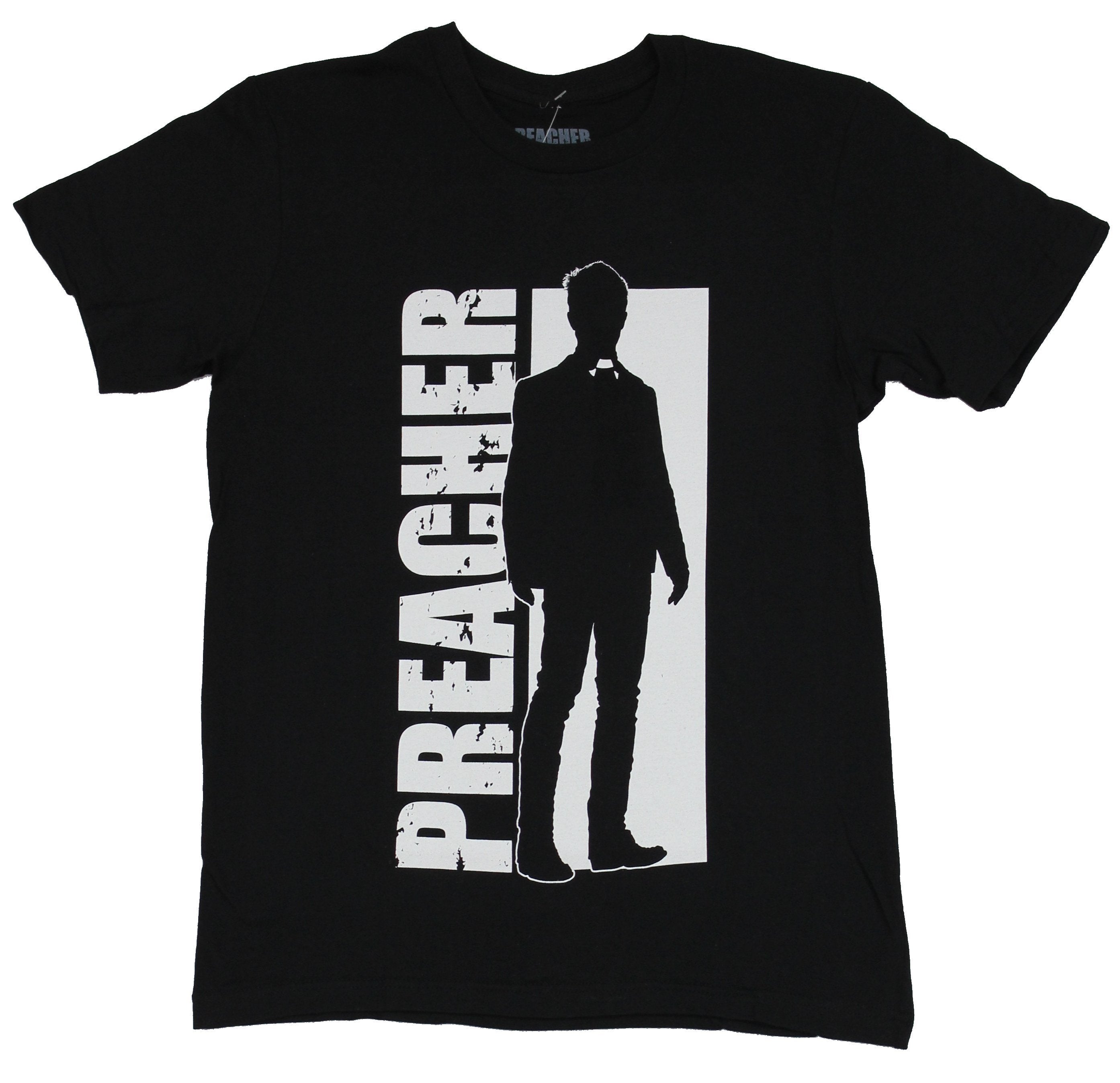 Preacher AMC Mens T-Shirt - Silhouette of Preacher Against Name