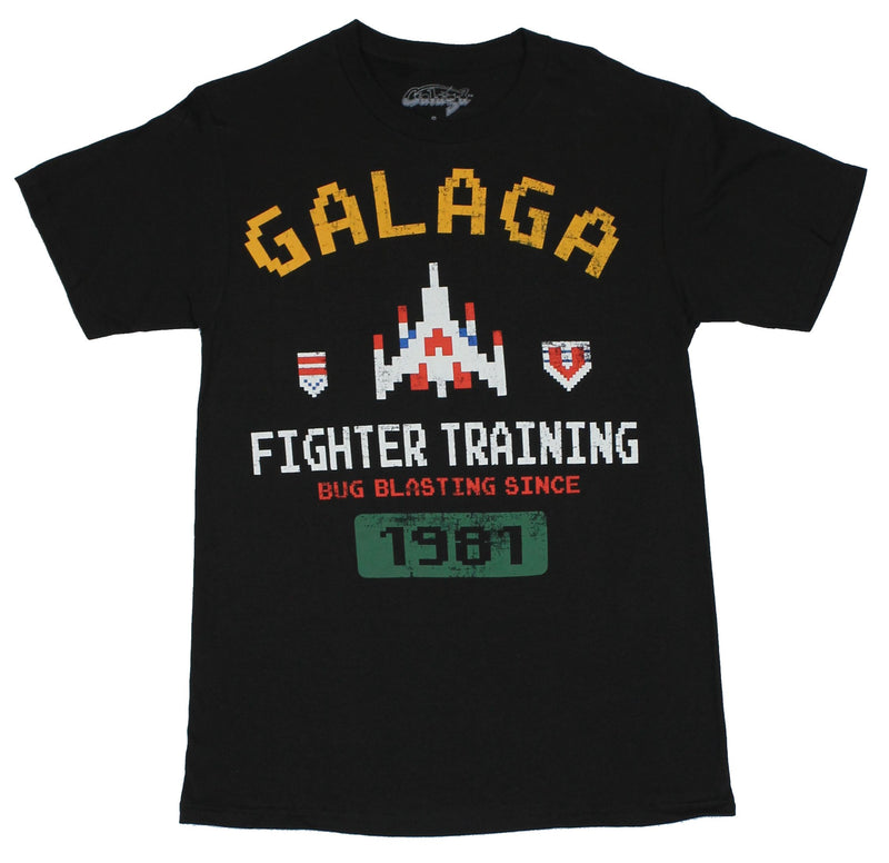 Galaga Mens T-Shirt - Fighter Training Bug Blasting Since 1981 Distressed Image