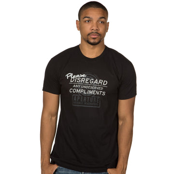 Portal Mens T-Shirt - Please Disregard Undeserved Compliments Logo