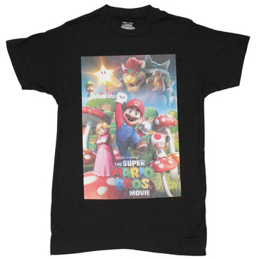 Super Mario Brothers Mens T-Shirt - The Movie Poster Jumping Image