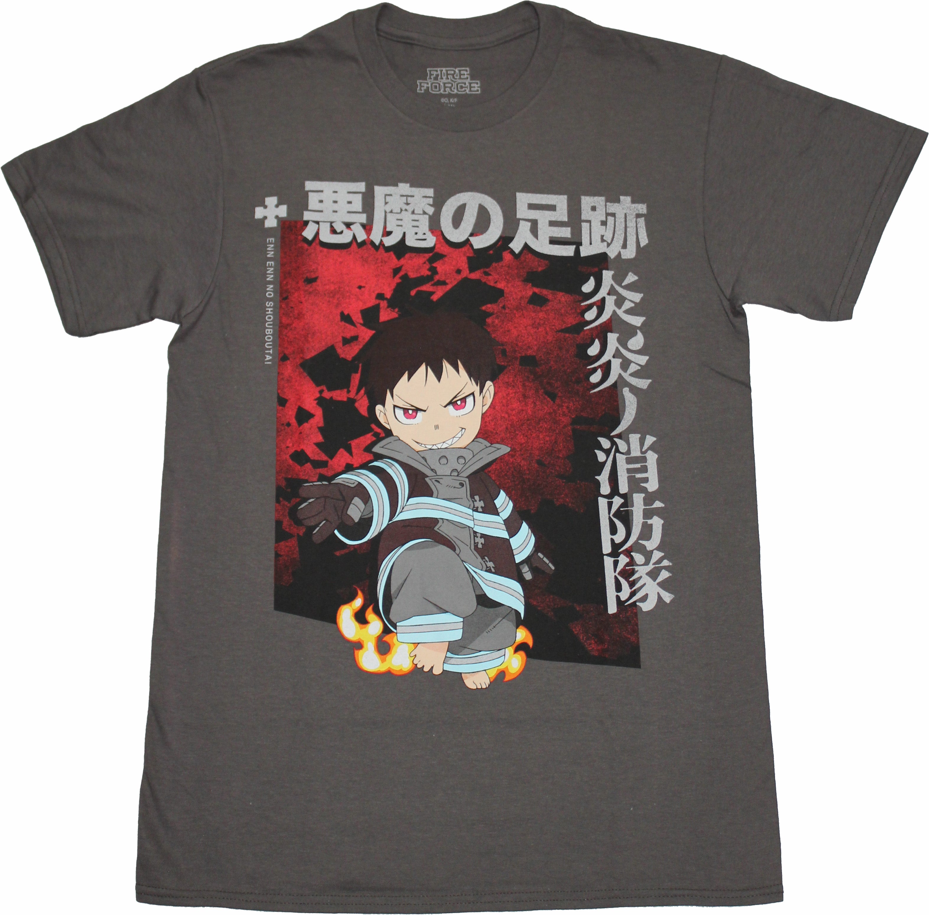 Fire Force Mens T-Shirt - Chibi Style Shinra & Chibi Image