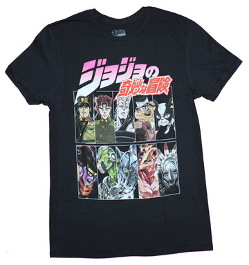 Jojo's Bizare Adventure Mens T-Shirt - Full Squad Character Boxes Image