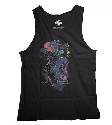 Jurassic Park Mens Tank Top - Shadowy Dinosaur Forest Image