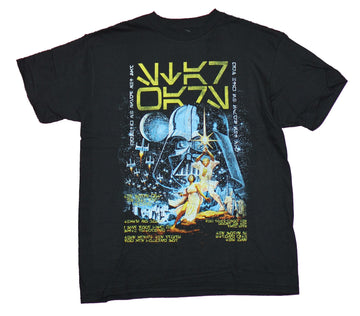 Star Wars Mens T-shirt - Aurebesh Style Distressed New Hope Poster Image