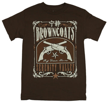 Firefly Serenity Mens T-Shirt - Crossed Pistols Browncoats Shield Logo Image