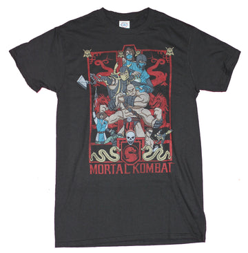 Mortal Kombat Mens T-Shirt - Distressed Goro Centered Character Collage