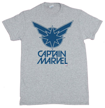 Captain Marvel Mens T-Shirt - Blue Star Logo Over Name