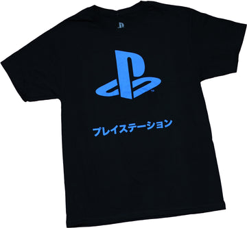 Playstation Mens T-Shirt -   Blue logo kanji