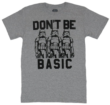 Star Wars Mens T-Shirt - Don't Be Basic Triple Stormtrooper Image