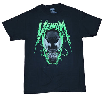Venom Mens T-Shirt  - Venom Glow in Dark Face Under Name Image