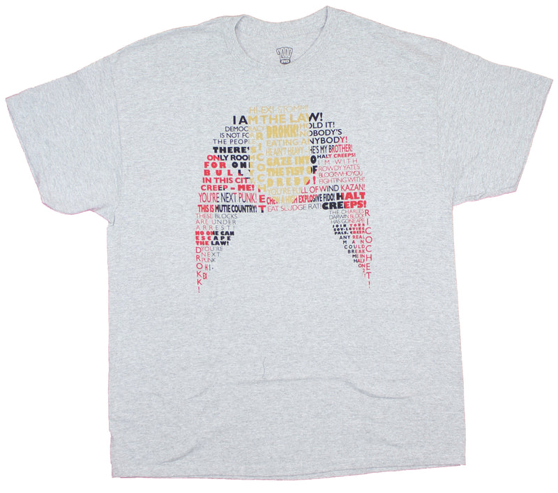 Judge Dread Mens T-Shirt- 2000 AD Words Making Helmet Image
