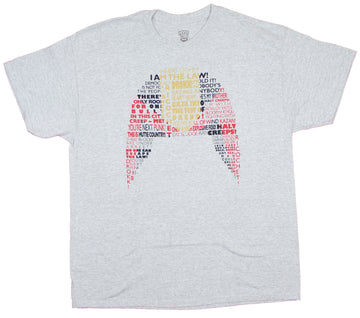 Judge Dread Mens T-Shirt- 2000 AD Words Making Helmet Image