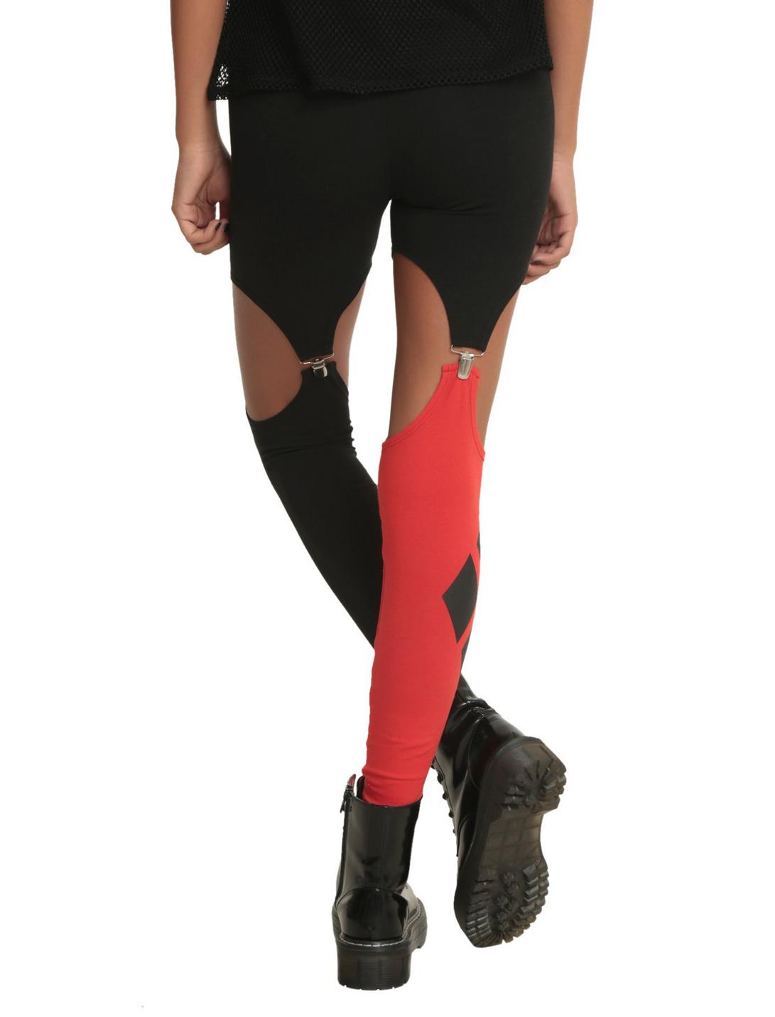 DC Comics Harleen Collection Red And Black Garter Leggings