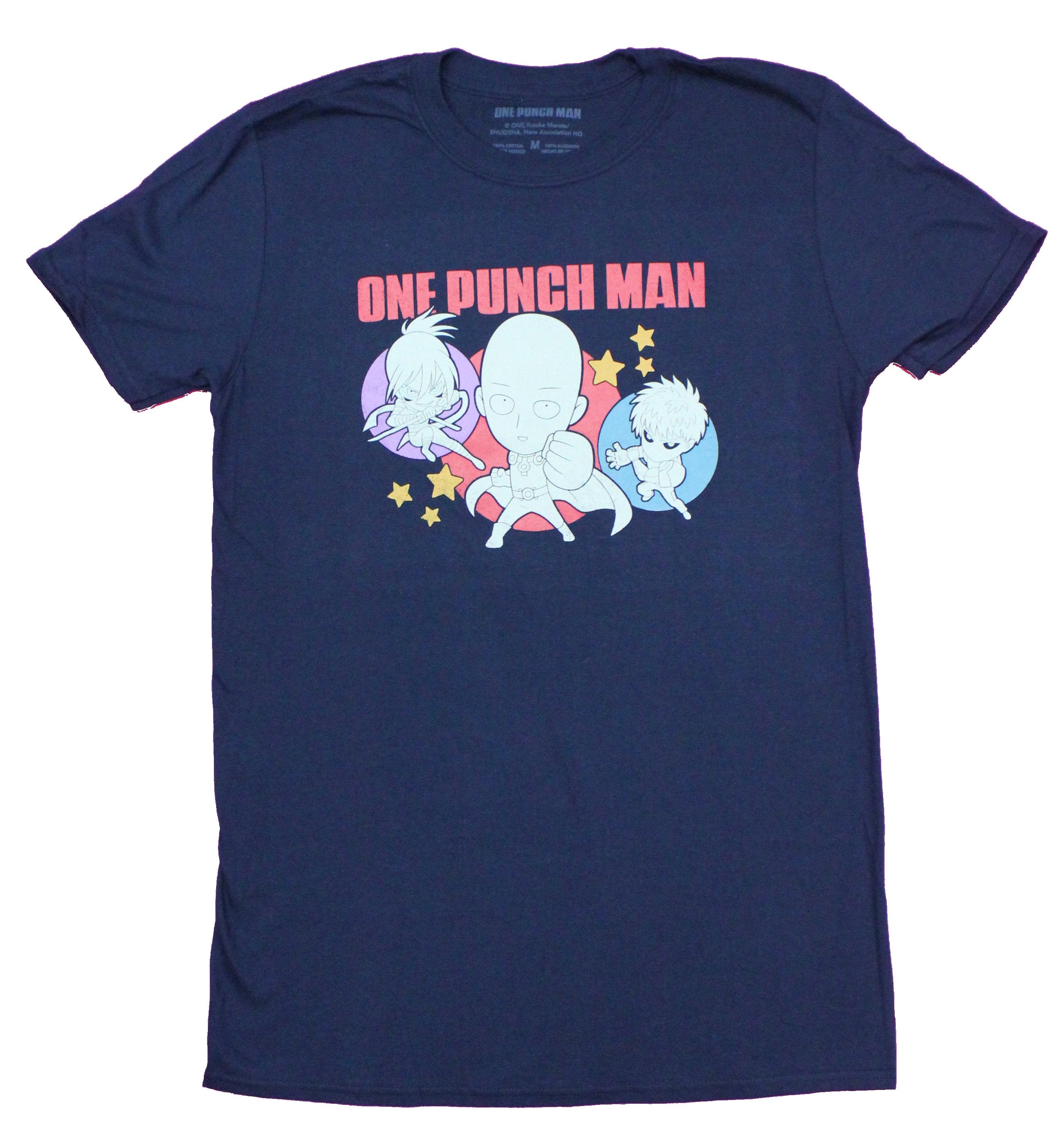 One Punch Man Mens T-Shirt -  Chibi Headed Trio Image