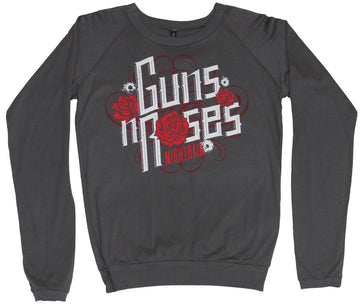 Guns and & Roses Girls Juniors Light Sweatshirt - Nightrain Adorned With Roses