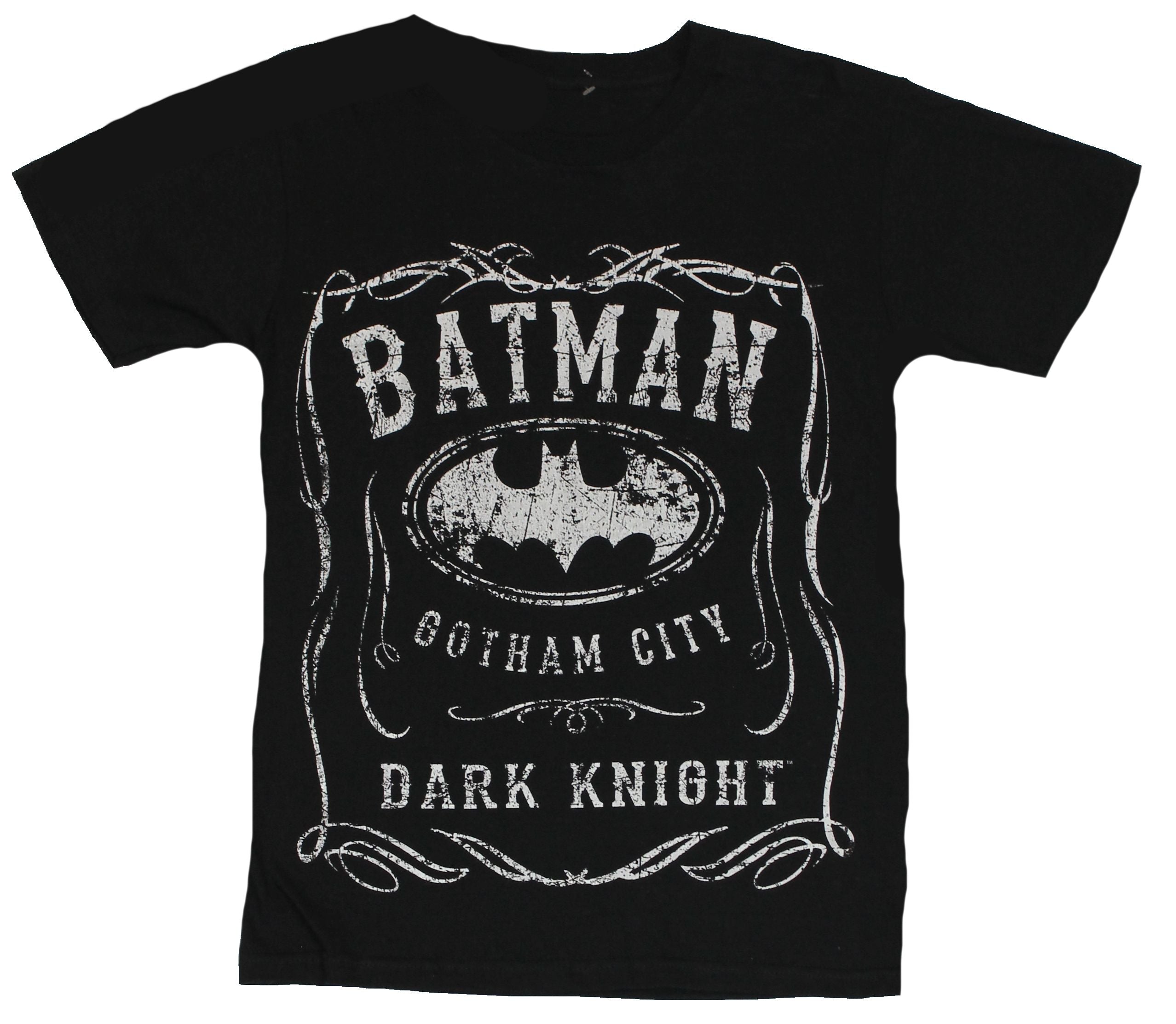 Batman (DC Comics) Mens T-Shirt - Stamped Dark Knight Distressed Batman Logo