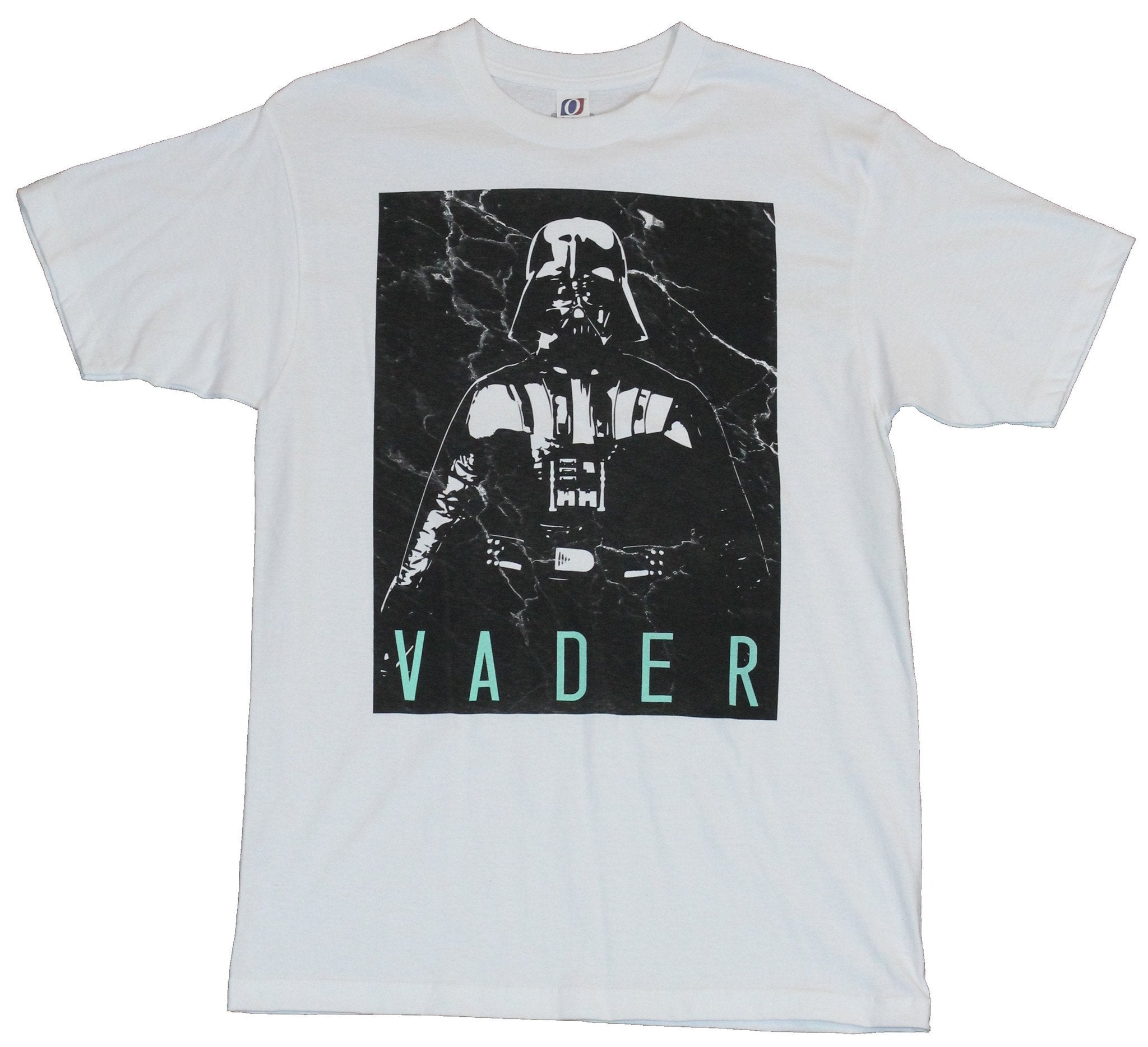 Star Wars Mens T-Shirt - Vader Darth Black Marble Portrait Over Blue Name