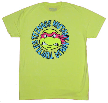 Teenage Mutant Ninja Turtles Mens T-Shirt - Angry Turtle Head in Name Circle