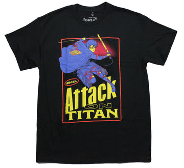 Attack on Titan Mens T-Shirt - Attacking Eren Mikasa over Yellow Logo
