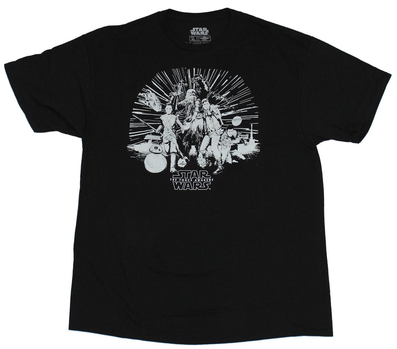 Star Wars Force Awakens  Mens T-Shirt - Glow in the Dark Beaming Character Group