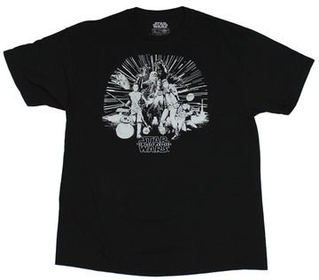 Star Wars Force Awakens  Mens T-Shirt - Glow in the Dark Beaming Character Group