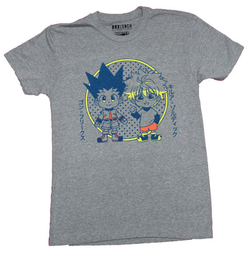 Hunter X Hunter Mens T-Shirt - Chibi Killua and Gon Chibi Style Logo Back