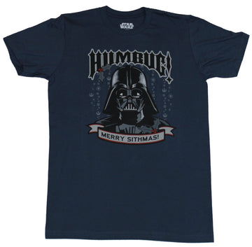 Star Wars Mens T-Shirt - Humbug Merry Sithmas Darth Vader Head Image