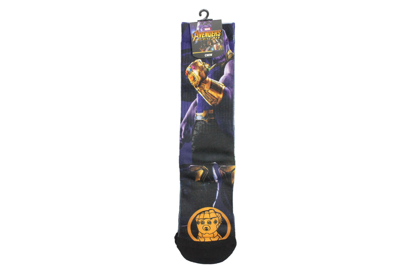 Bioworld Marvel Avengers Infinity War Thanos Sublimated Character Crew Socks - Inmyparentsbasement.com