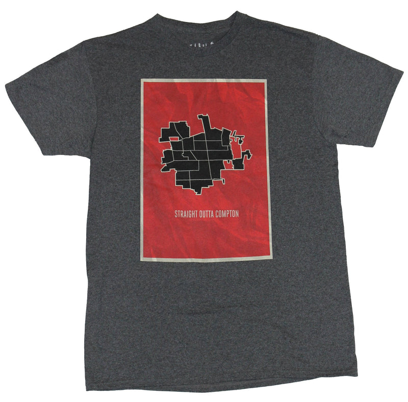 NWA Straight Outta Compton Mens T-Shirt - City Districts Distressed Map Image - Inmyparentsbasement.com