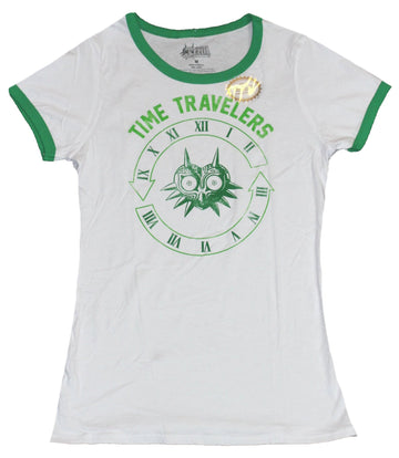 Legend of Zelda Girls Juniors Ringer  T-Shirt - Time Travelers Skull Kid Mask