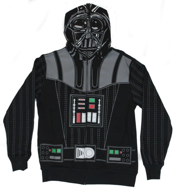 Star Wars Mens Hoodie Sweatshirt - Darth Vader Costume Front With Zip Up Mask