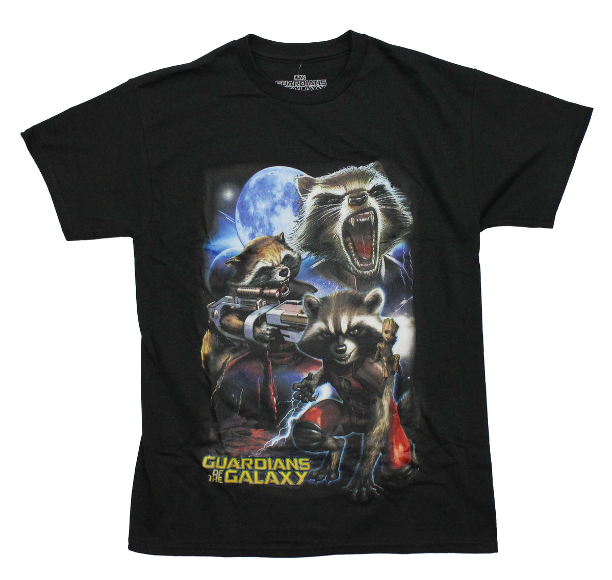 Guardians of the Galaxy Mens T-Shirt - 3 Poses of Rocket Racoon Moon ...